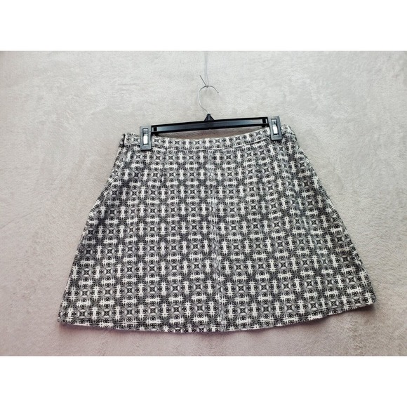 Abercrombie & Fitch Mini Skirts Womens Medium Black Geo Print Cotton Side Zipper - Picture 2 of 5